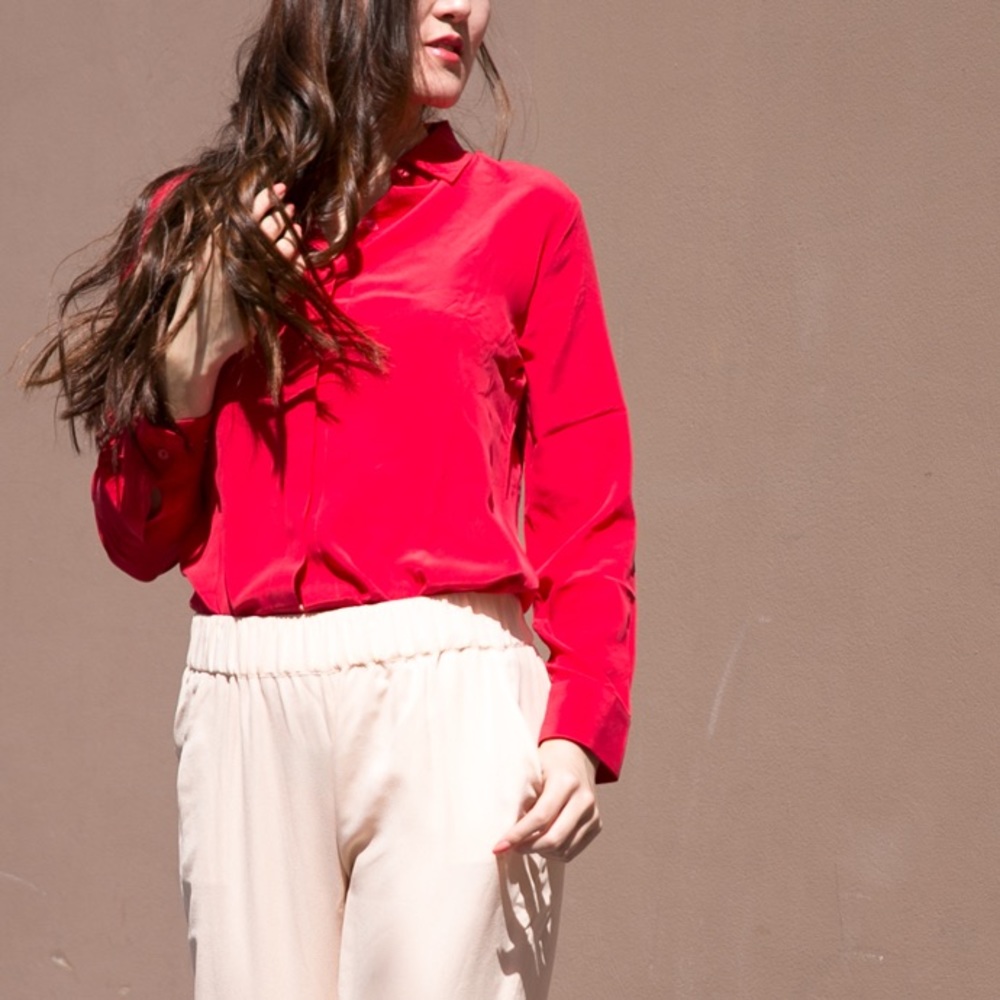 Grana silk shirt in red
